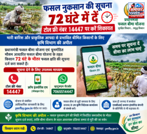 फसल नुकसान की सूचना 72 घंटे में दें, 14447 पर करें शिकायत