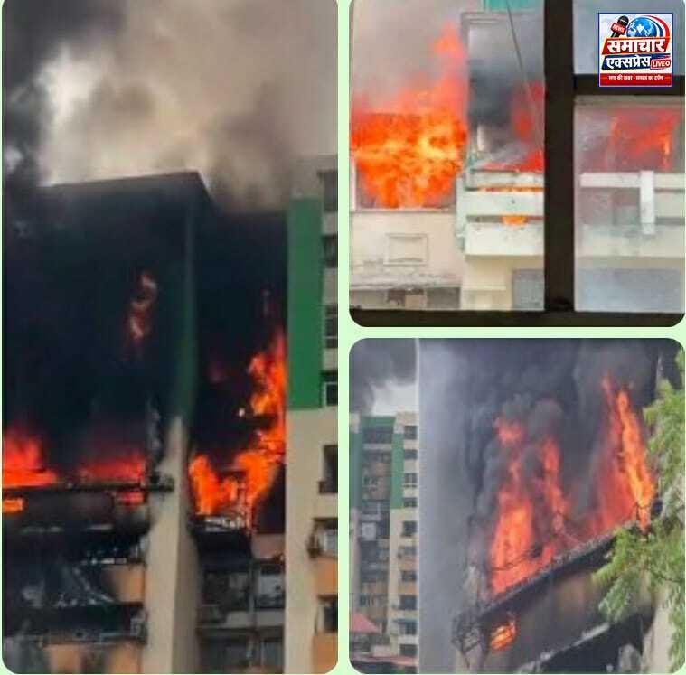 इंदिरापुरम में ऑनलाइन डिलीवरी मार्ट और गोदाम में भीषण आग, आसपास की दुकानें खाली कराईं