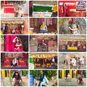 गांव की संस्कृति से सजा दुर्गा पंडाल बना आकर्षण का केंद्र! कहीं हल चलाता किसान, तो कहीं धान रोपती महिलाएं, मां के दर्शन को उमड़े श्रद्धालु