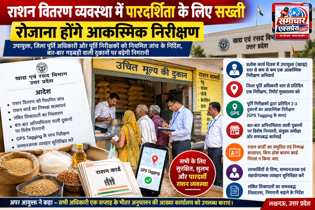 राशन वितरण व्यवस्था में पारदर्शिता के लिए सख्ती, रोजाना होंगे आकस्मिक निरीक्षण